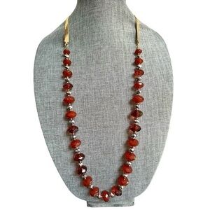 Graziano Large Glass Rondelle Bead Gold Snake Chain Long 34” Statement N…